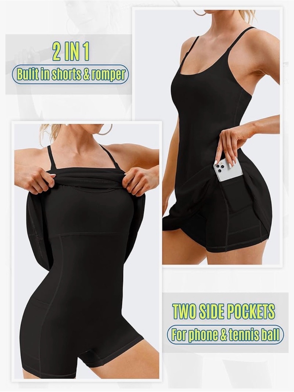 Black Scoop Neck Tennis Dress - Picture 4 of 5